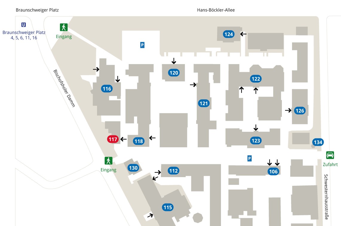 Lageplan Bischofsholer Damm Eltern-Kind-Räume