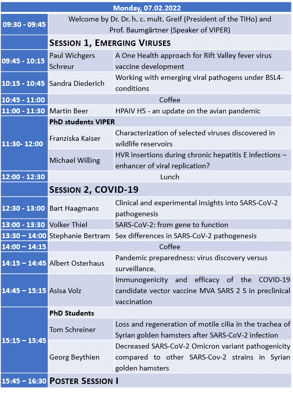 VIPER Symposium Program Monday