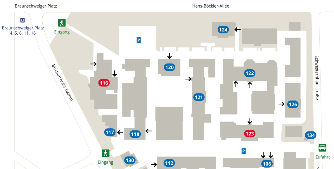 TiHo Lageplan Gebäude 116 und 123