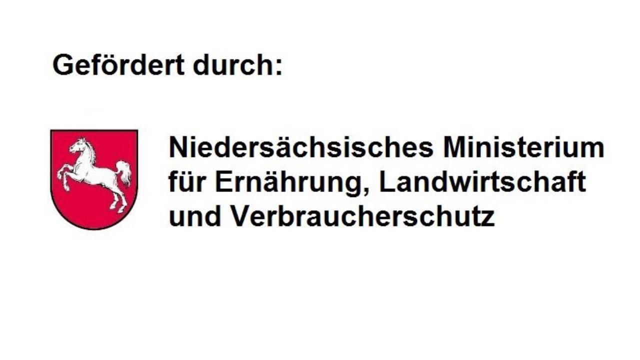 Logo Land Niedersachsen mit Text: Gefördert durch Niedersäsiches Ministerium für Ernährung, Landwirtschaft und Verbraucherschutz