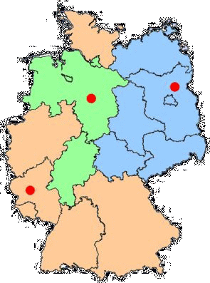 Karte mit den Wildzentren in Hannover, Trier und Eberswalde