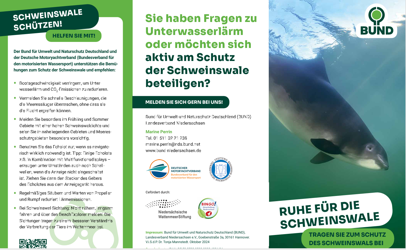 Flyer für Sportbootfahrer vom BUND zur Reduzierung von Schiffslärm