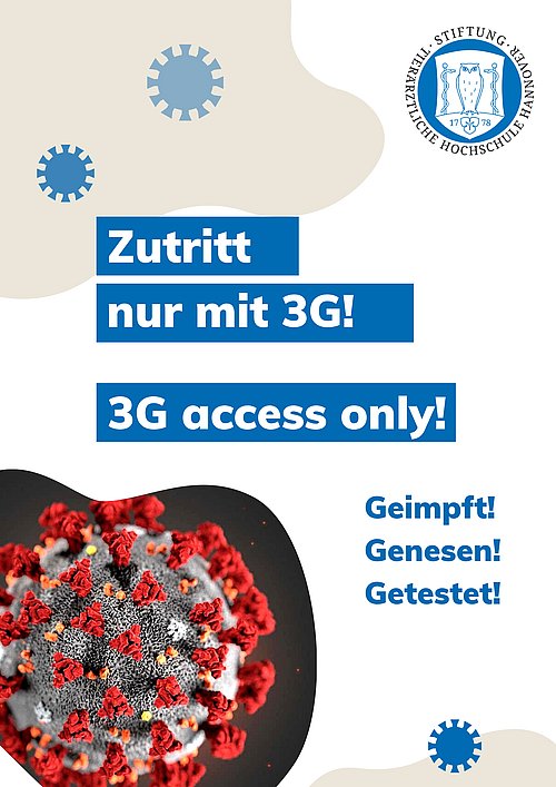 Plakat mit der Information, dass an der TiHo 3G gilt.