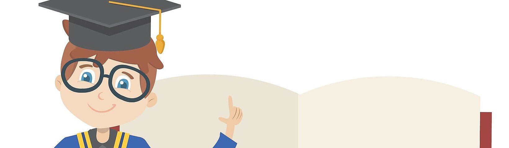 [Translate to English:] Schemazeichnung Mensch mit Doktorhut 