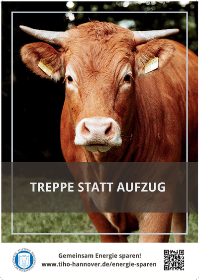 Poster zum Energie sparen: Treppe statt Aufzug