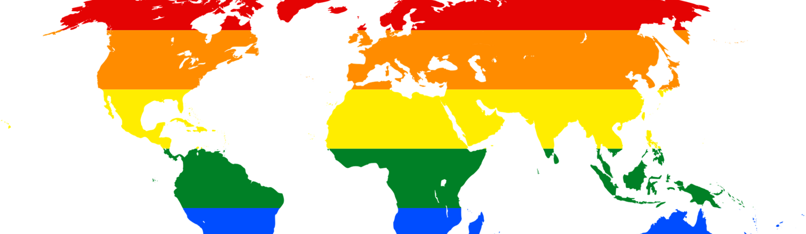 Weltkarte in Regenbogenfarben 