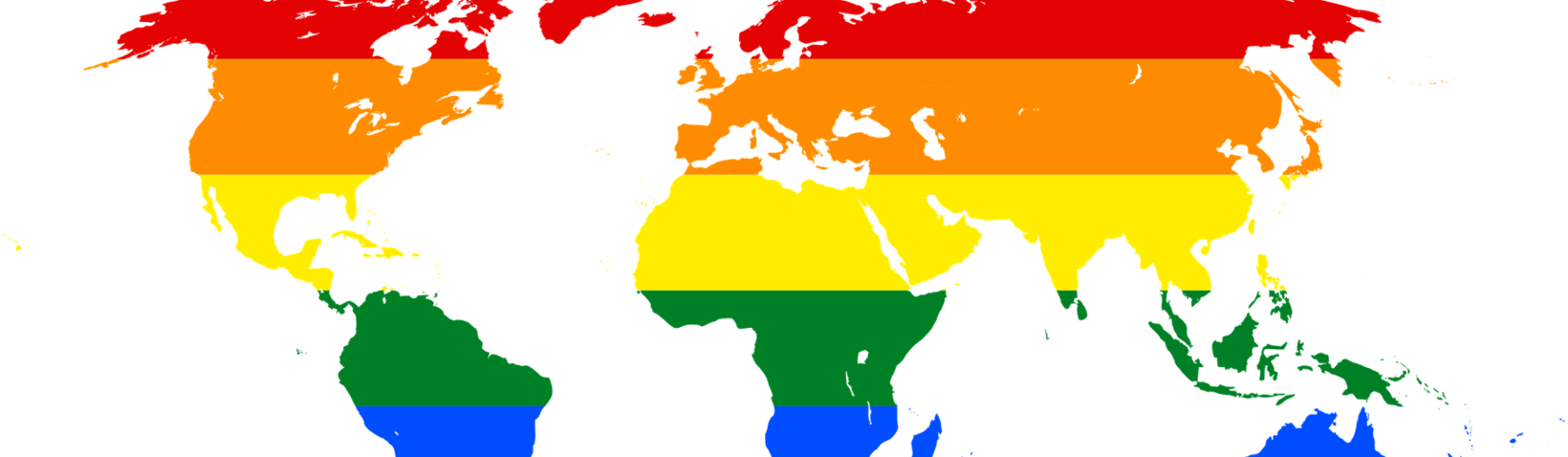 [Translate to English:] Weltkarte in Regenbogenfarben 