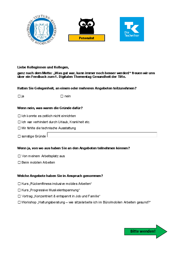Fragebogen Thementag