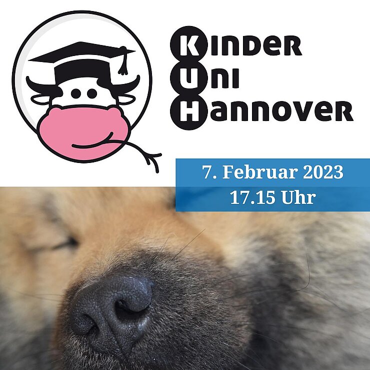 Schlafender Hund und Logo der KinderUniHannover