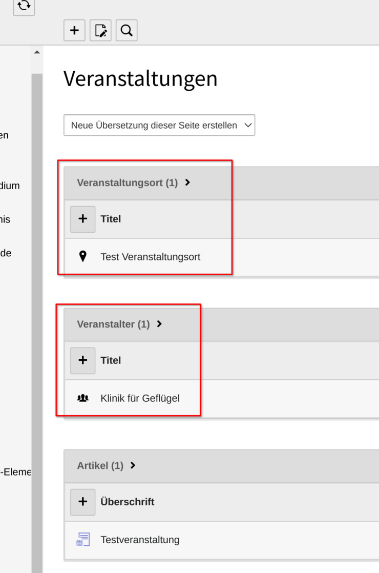 Datensätze zu Veranstaltungen