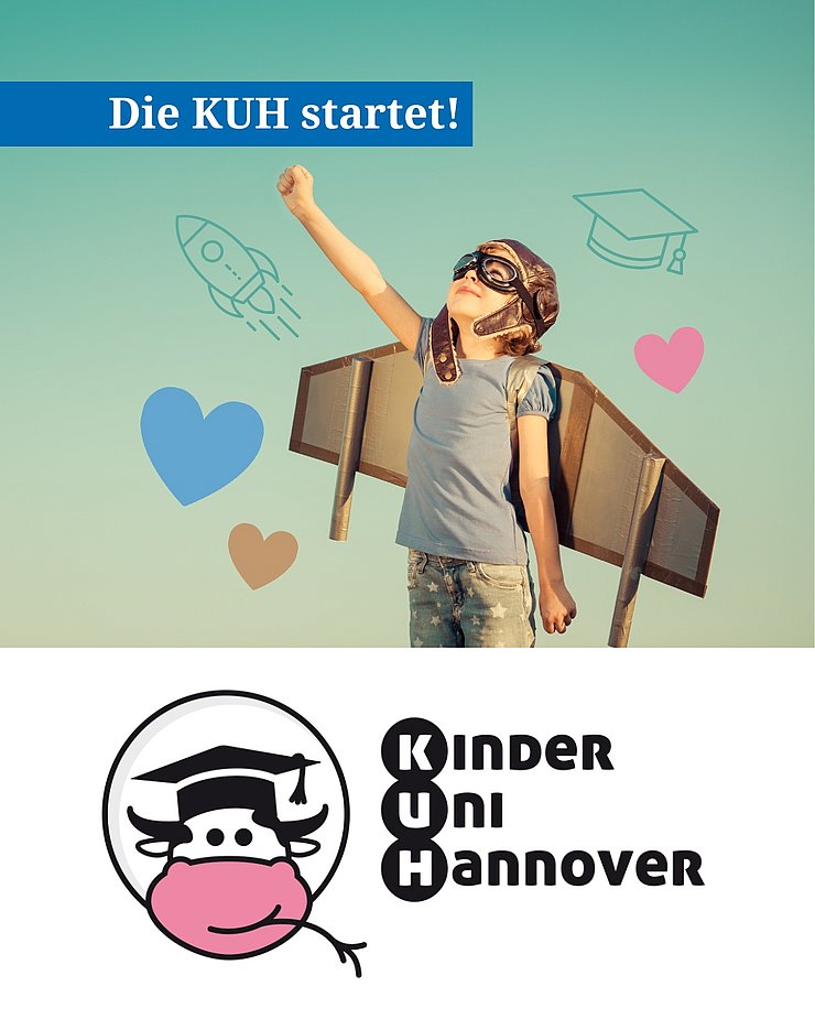 Junge mit Pilotenbrille und Flügeln.