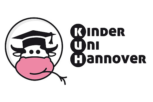 Eine Kuh mit Doktorhut ist das Logo der KinderUniHannover