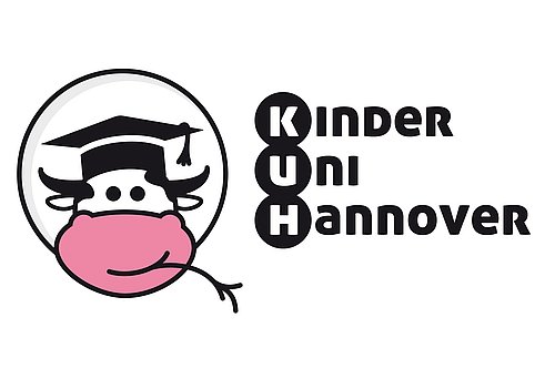 Eine Kuh mit Doktorhut ist das Logo der KinderUniHannover
