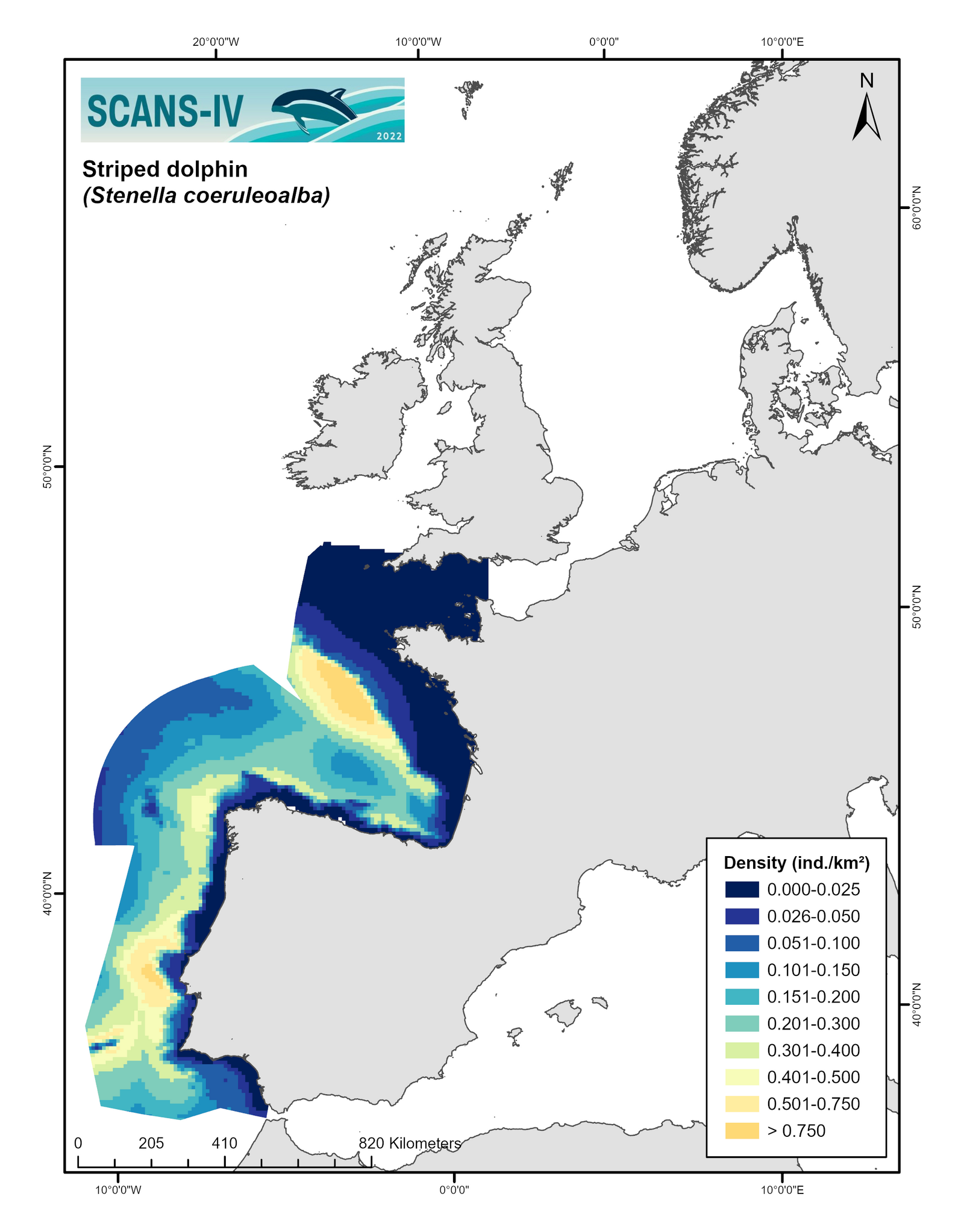 modelled distribution map Striped dolphin