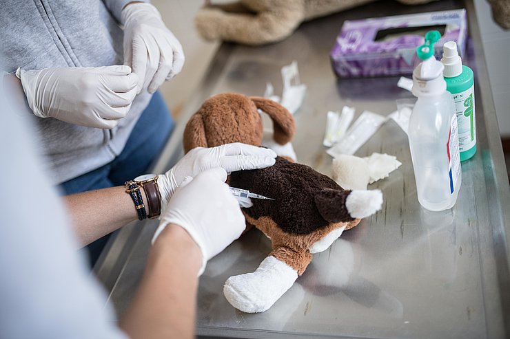 Clinical Skills Lab - Übung an Stoffhund