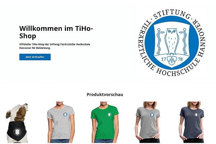 Bildschirmfoto des TiHo-Online-Shops