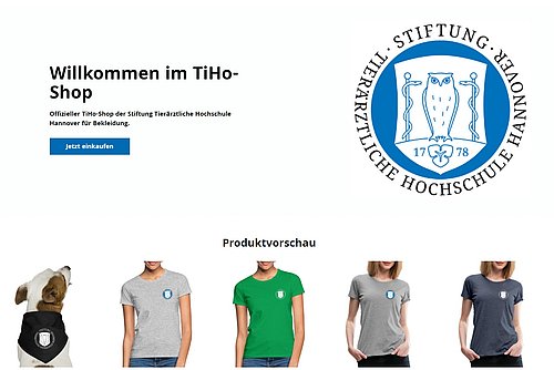 Bildschirmfoto des TiHo-Online-Shops