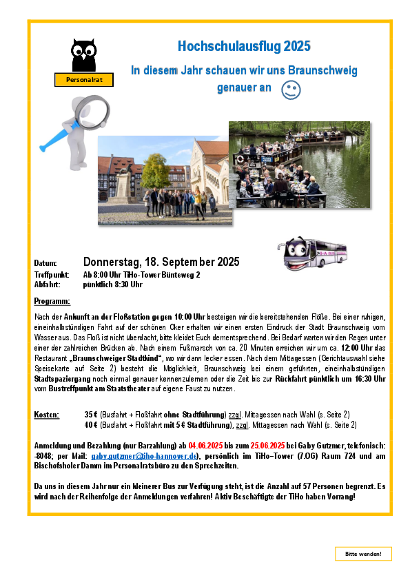 Hochschulausflug Braunschweig 2025 Flyer