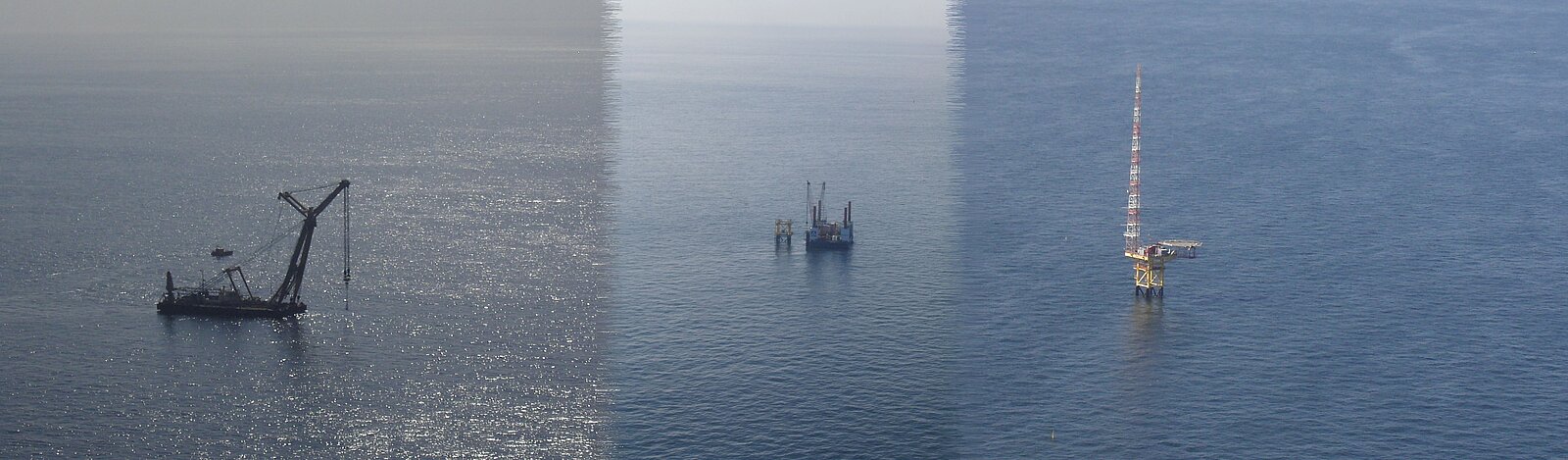 Offshore wind park, Alpha Ventus, under construction