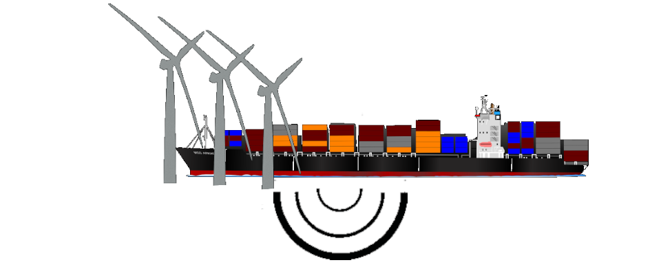 Grafik mit Containerschiff und Windenergieanlagen, OpenClipart-Vectors ©pixabay