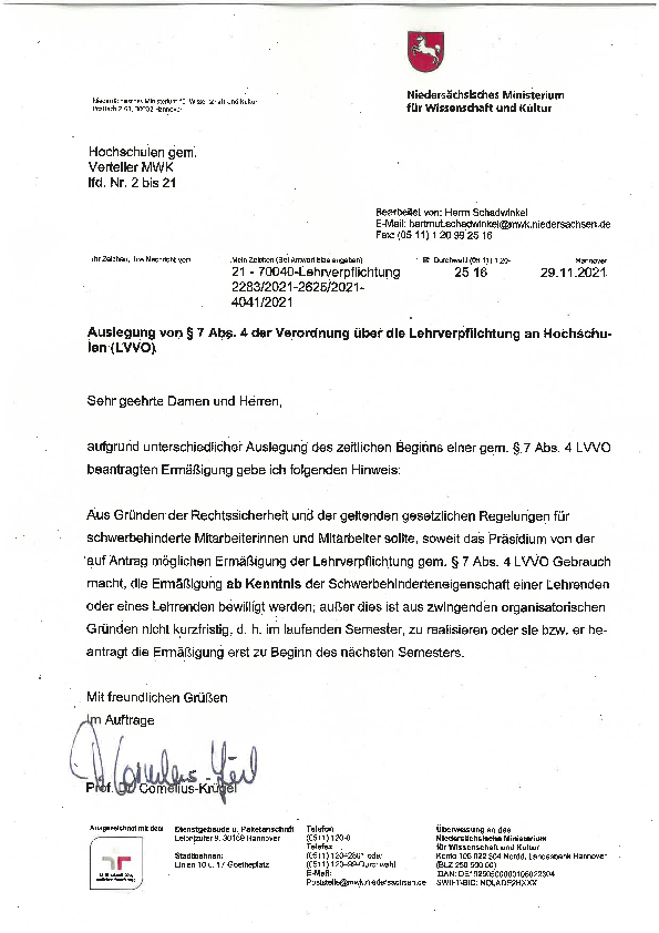 Schreiben SBV Ministerium