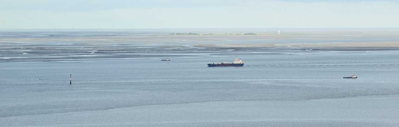 Tidal estuarie of the Elbe River, photo taken by plane