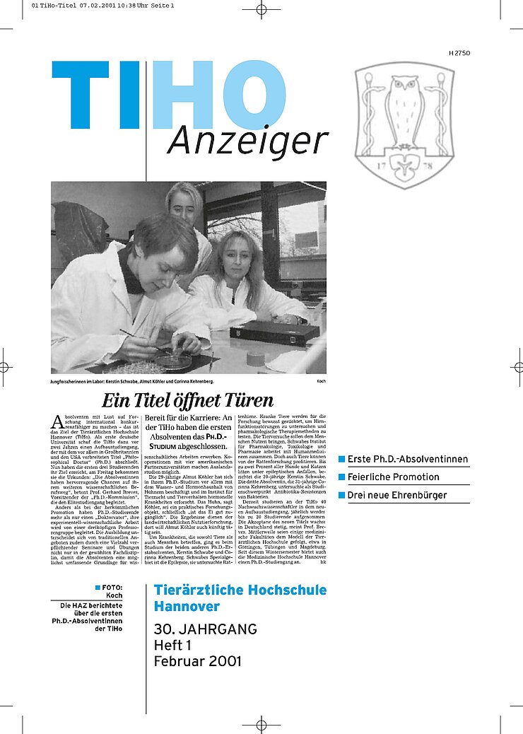 TiHo-Anzeiger 01/2001, Titelseite