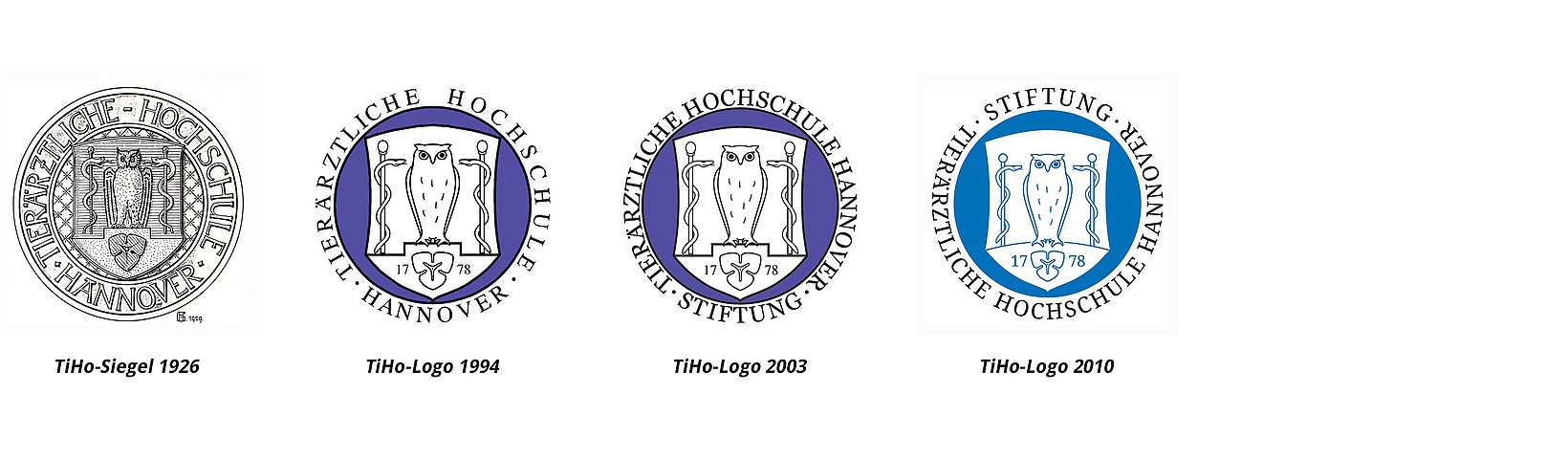 TiHo-Siegel 1926, TiHo-Logo 1994, 2003 und 2010 