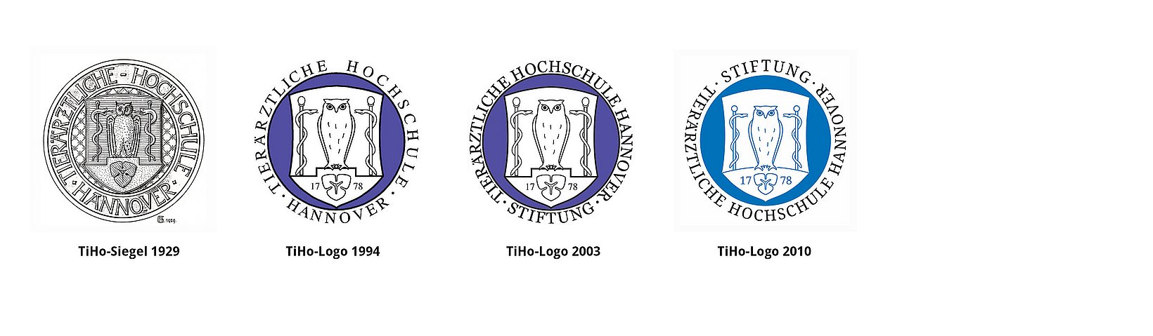 TiHo-Siegel 1929, TiHo-Logo 1994, 2003 und 2010 